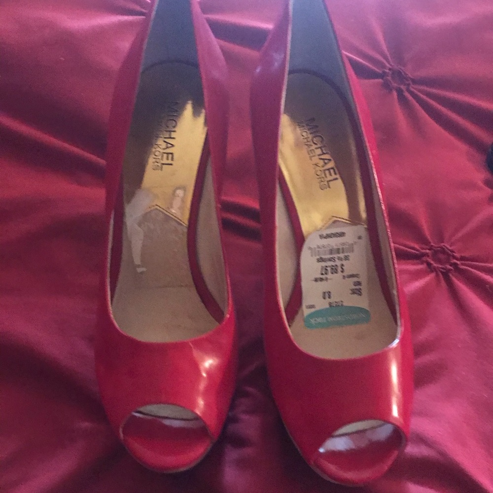 Michael Kors red platform wedges pinup